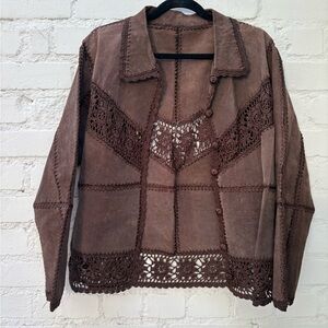 Suede Crochet Jacket